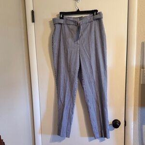 Anne Klein Blue and White Striped Cropped Pants with silver buckle NWT